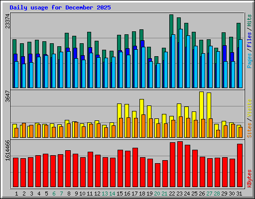 Daily usage for December 2025
