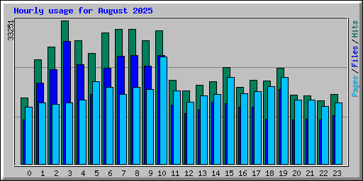 Hourly usage for August 2025